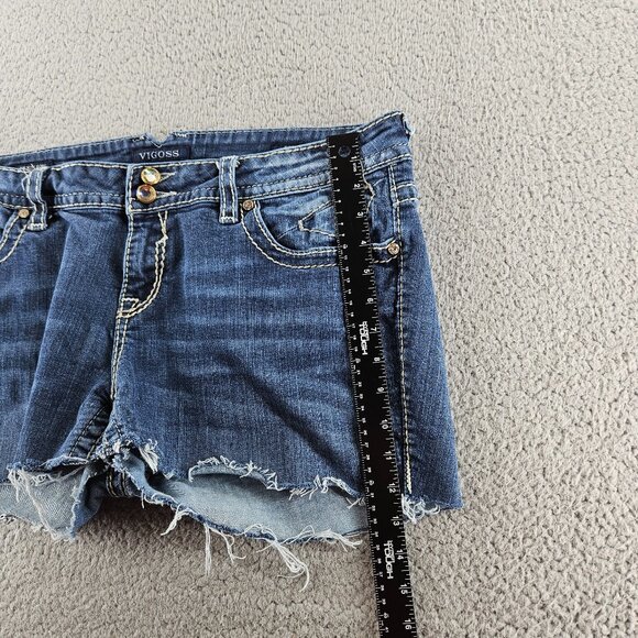 Vigoss Shorts Womens 20 (38x2) Blue Denim Cut Offs Jorts Embroidered - Picture 11 of 16